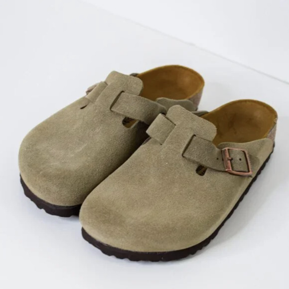Taupe Birkenstock Bostons